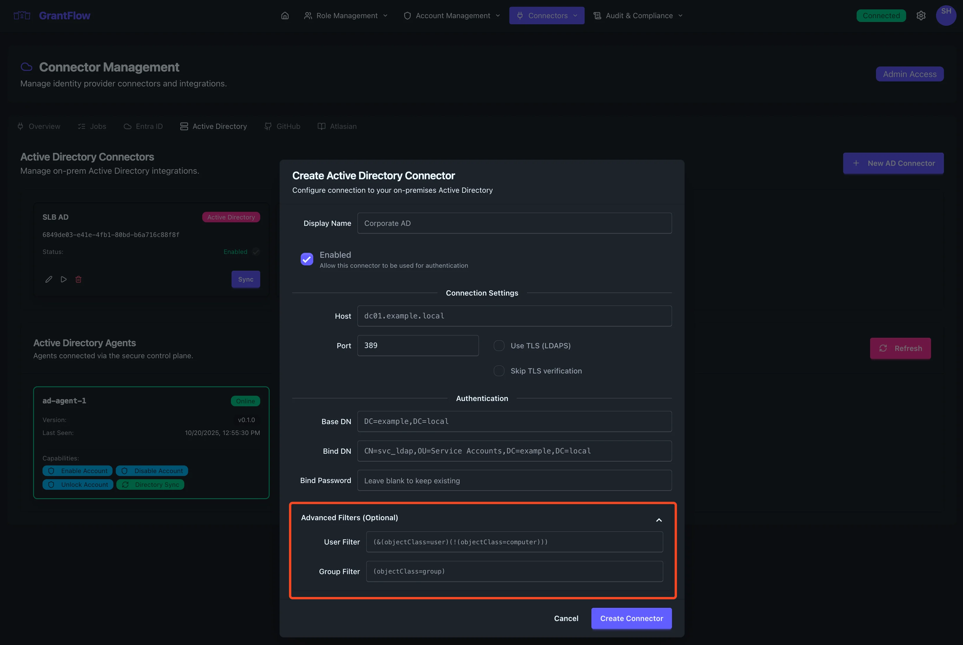 AD Connector Advanced Filters