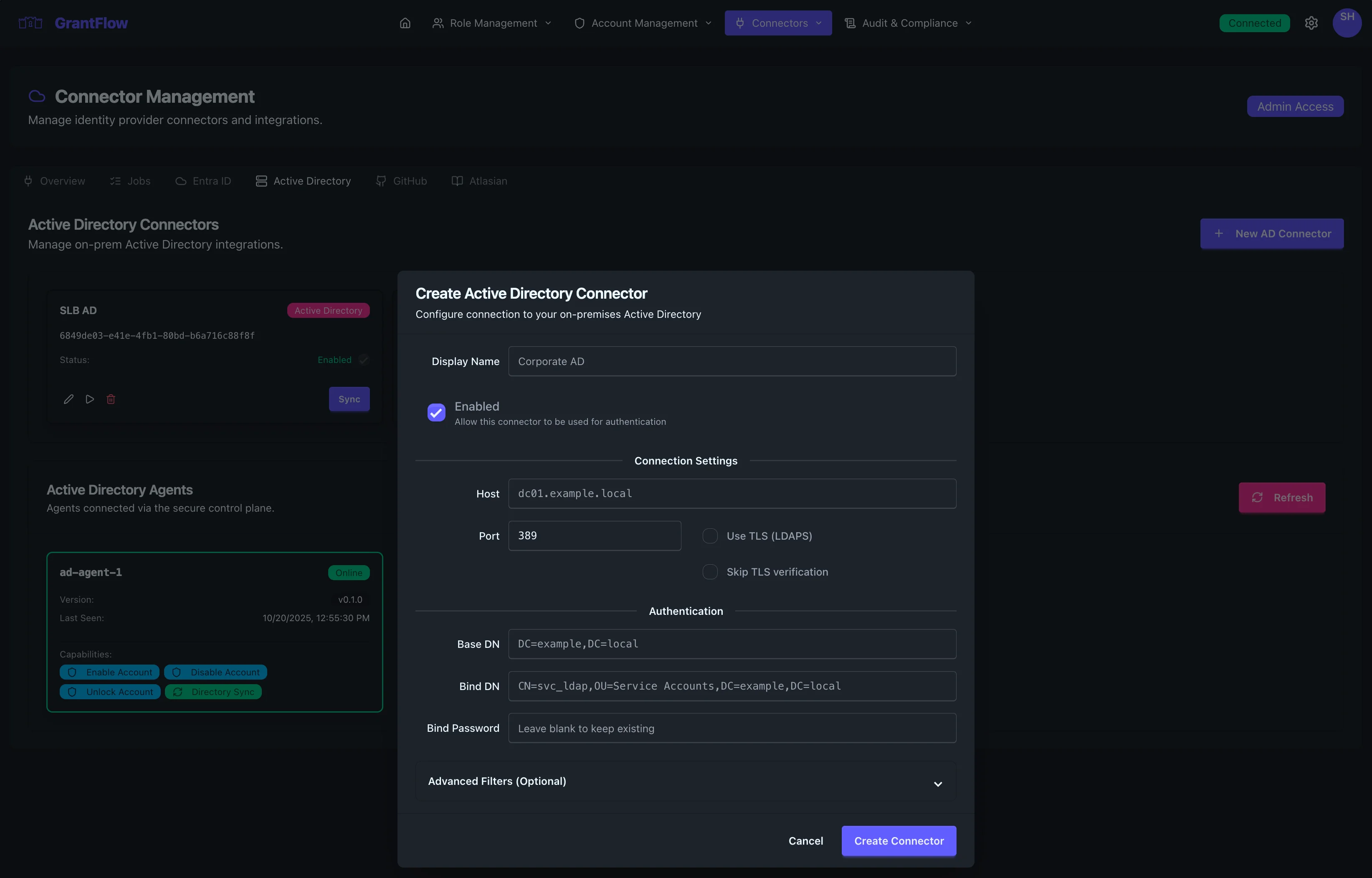 Create AD Connector Modal