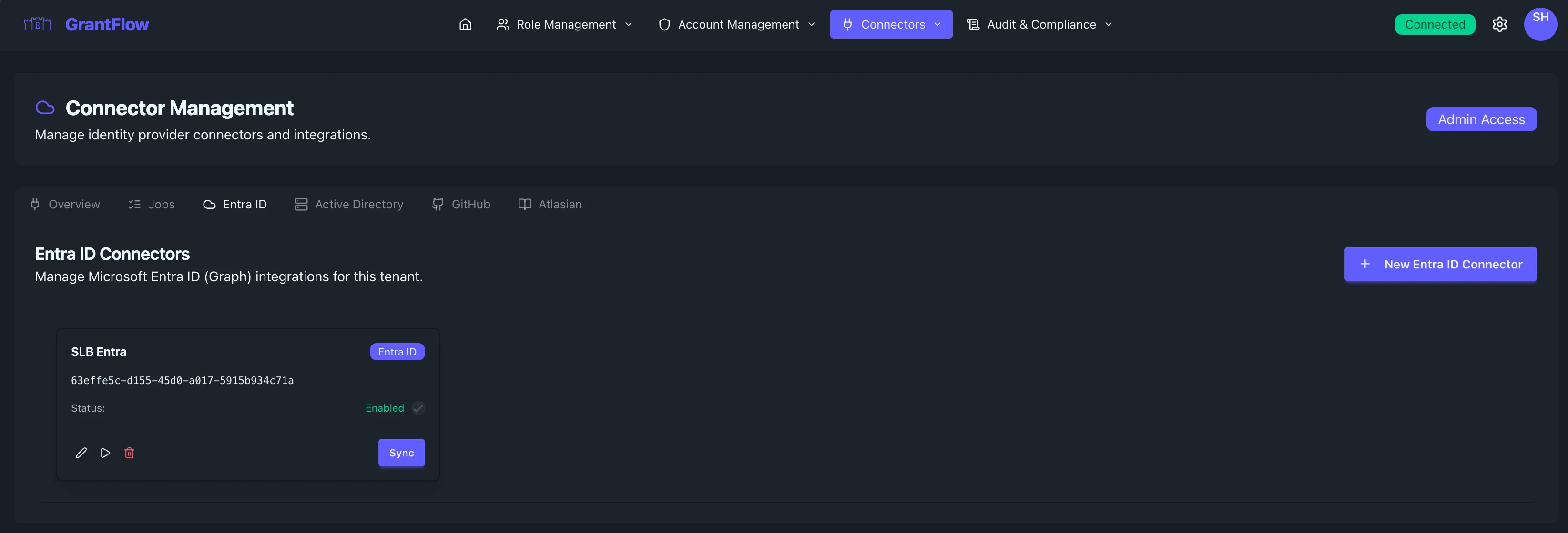 Entra ID Connectors Page