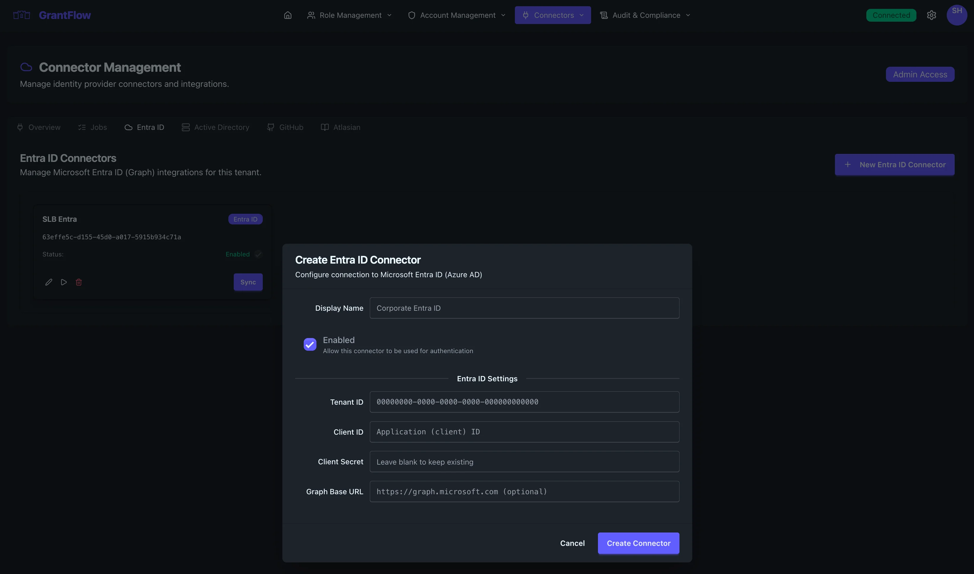 Create Entra ID Connector Modal