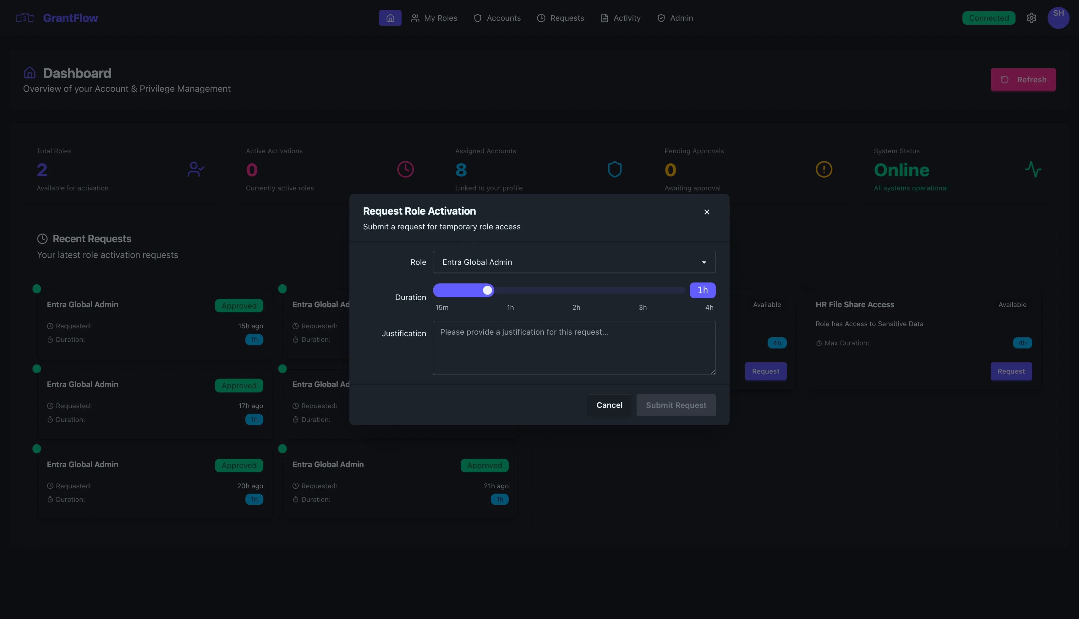 Request Activation Dialog